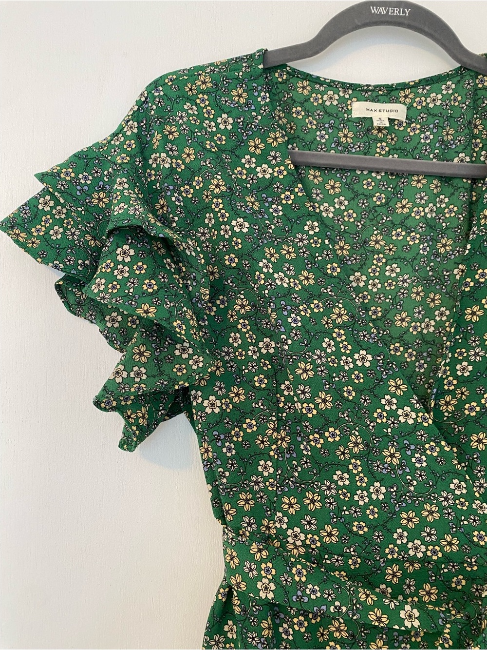 Green Floral Wrap Dress - Picture 4 of 11